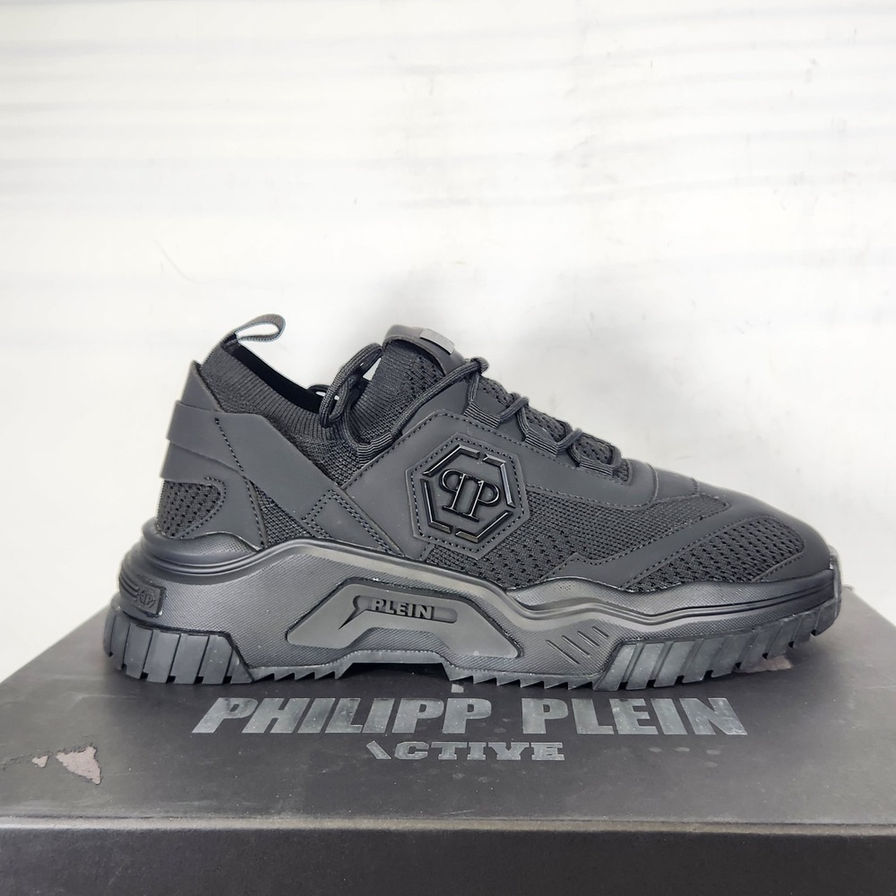 Philipp Plein Trainer Sneakers Mens Size 9 Black Predator Active USC0399